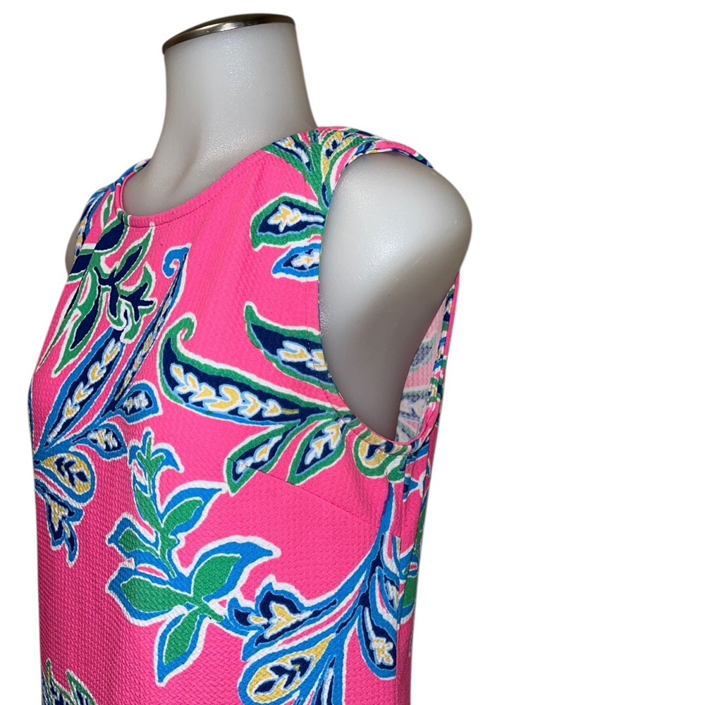 Laundry Shelli Segal HOT PINK Sleeveless Dress w/ Pom Poms Resort Vacation sz 6